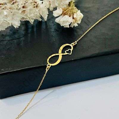 دستبند بینهایت و قلب با بند طلا