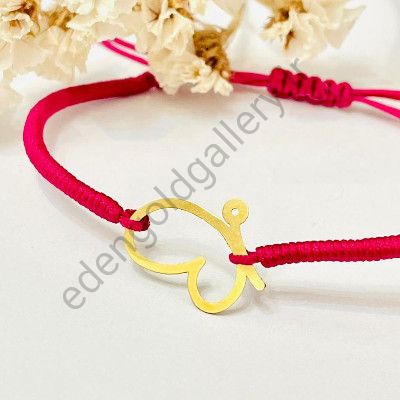 دستبند طرح بال پروانه با بند بافت صورتی