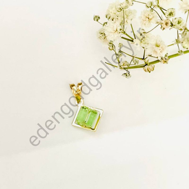 پلاک طلا طرح سواروسکی با سنگ سبز