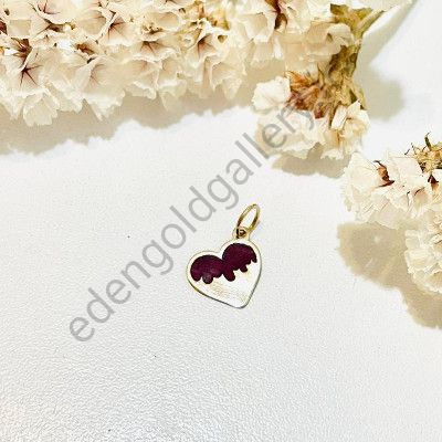 پلاک طلا طرح قلب میناکاری