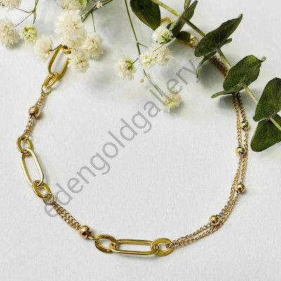 دستبند زنجیری طلا مدل بیضی