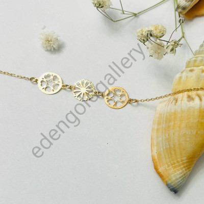 دستبند طلا با زنجیر طرح دایره و قلب