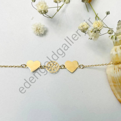 دستبند طلا با زنجیر طرح قلب کد 508