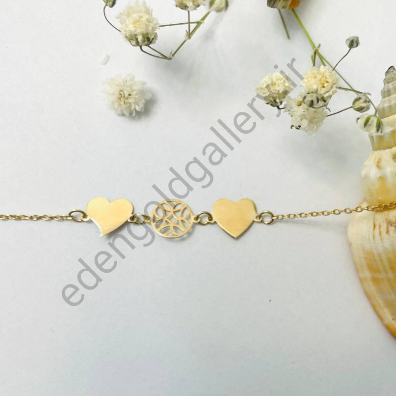 دستبند طلا با زنجیر طرح قلب کد 508