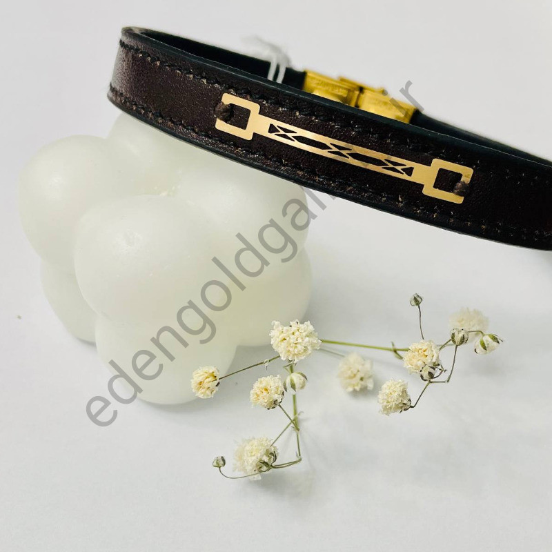 دستبند طلا مردانه چرم