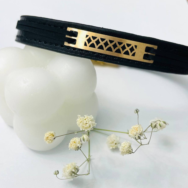 دستبند طلا مردانه چرم