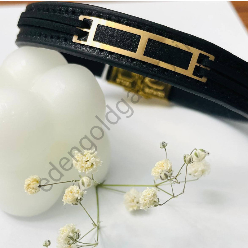 دستبند طلا مردانه چرم