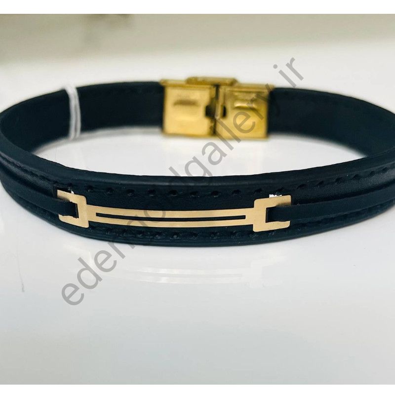 دستبند طلا چرم مردانه کد T402.419