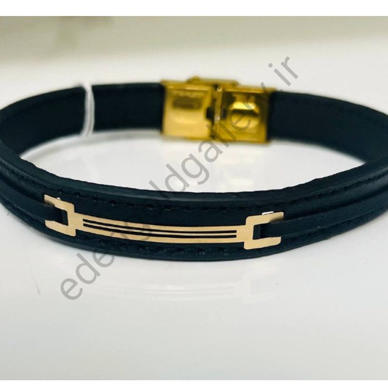 دستبند طلا چرم مردانه کد T402.420