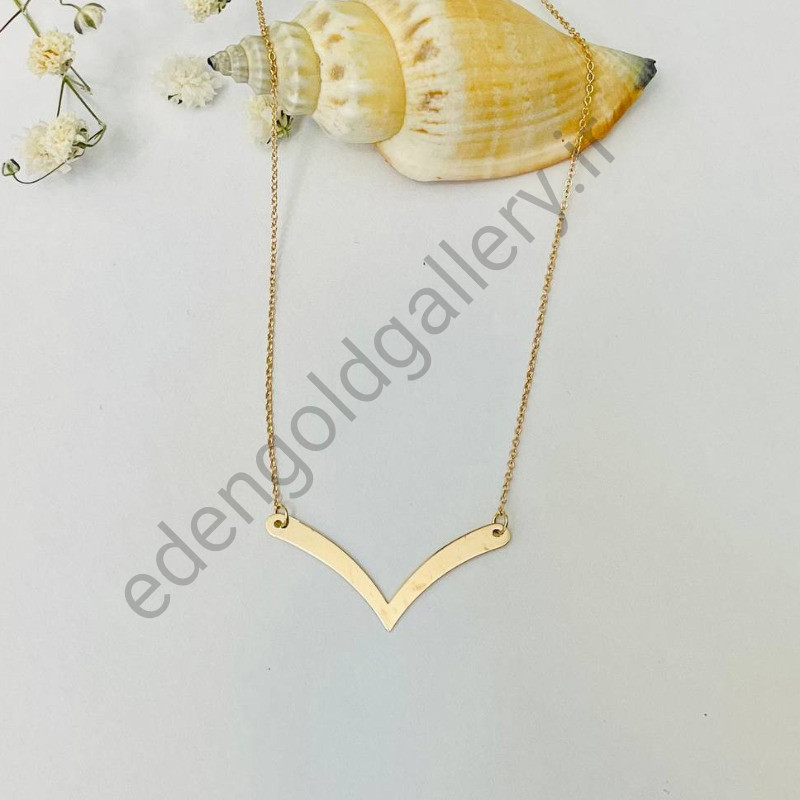گردنبند طلا طرح V با زنجیر کد 481