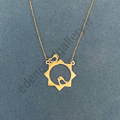 گردنبند طلا متصل گل و جوجه کد 439