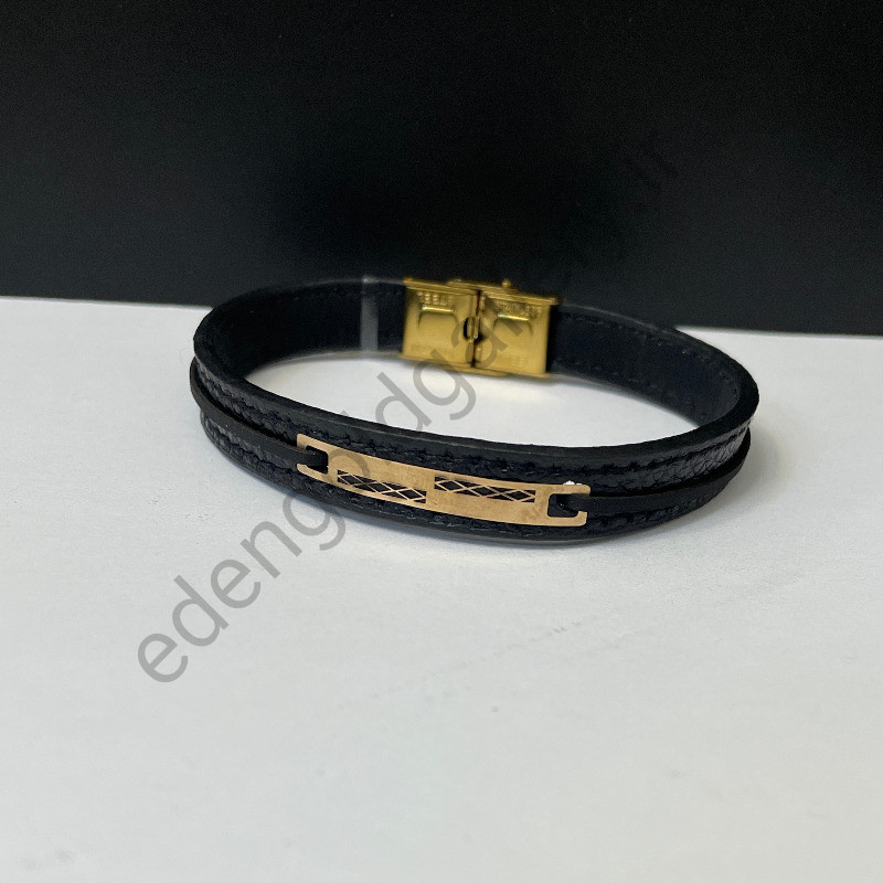 دستبند طلا مردانه چرم