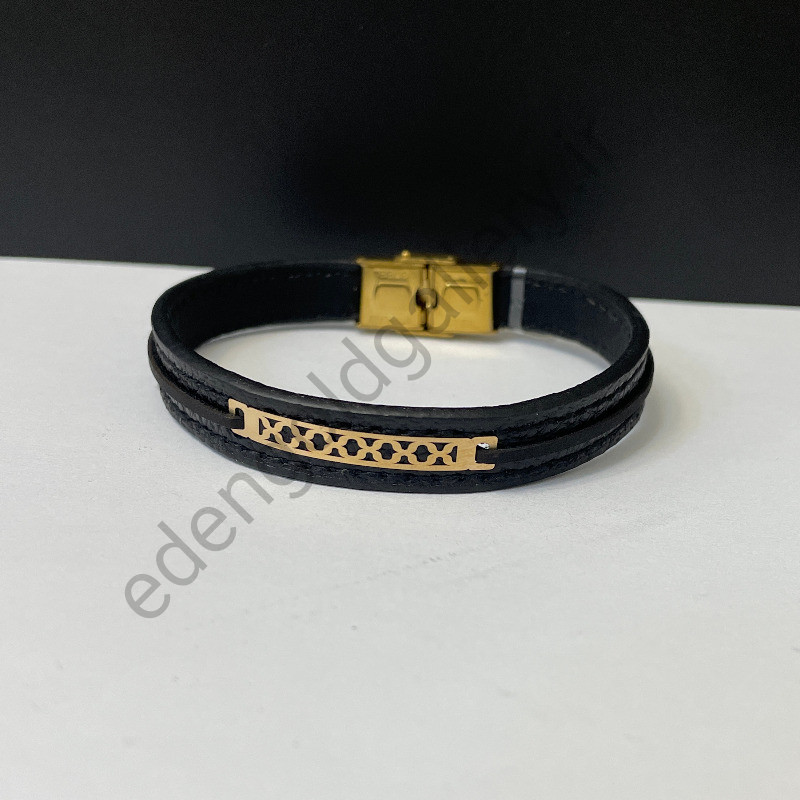 دستبند طلا مردانه چرم