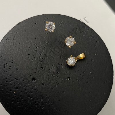 نیم ست پلاک و گوشواره طلا تک نگین