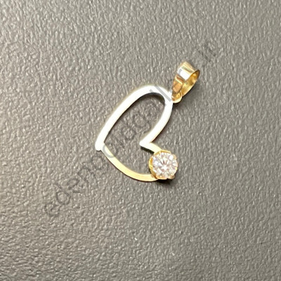 پلاک طلا قلب و نگین